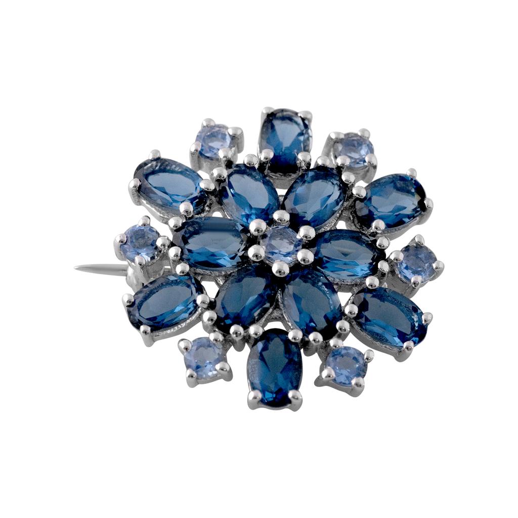 Silver Brooch with Artificial Tanzanite Nano 5.675ct (2112167)