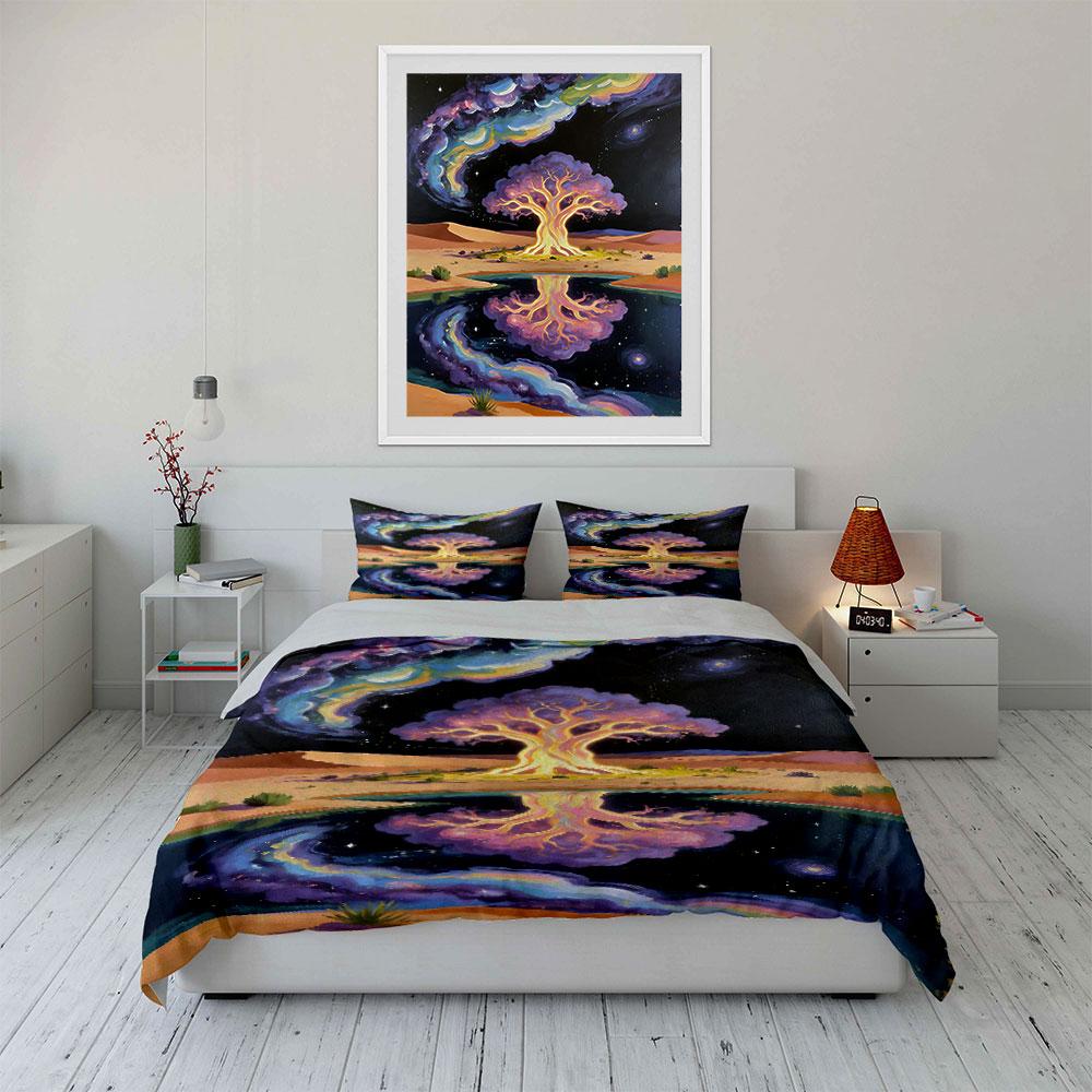 Glowing tree with reflection. Bedding sets Duvet cover sets Duvet covers Pillowcases(1 * Duvet Cover 2 * Pillowcases without duvet insert)