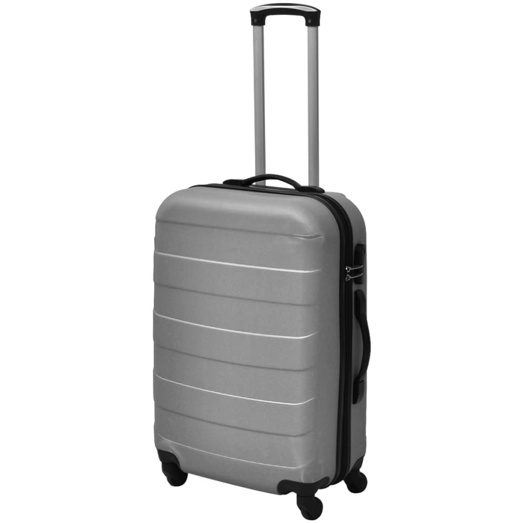 3 Piece Hard Shell Suitcase Set Silver 45.5 55 66 cm