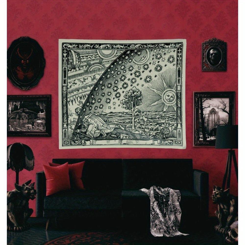 Celestial Dreamscape Vintage Engraving Tapestry  Perfect for Cozy Unique Artistic  Timeless Home Decor