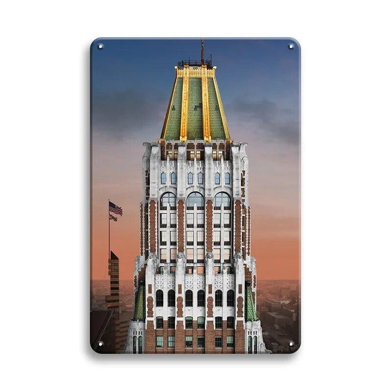 Beautiful City Landmarks Retro Posters Paris Dubai Building View Metal Tin Sign Living Room Bedroom Home Decorative Art Painting
