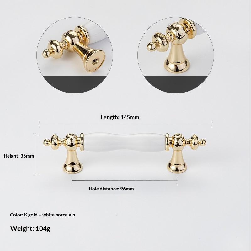Modern Colored Ceramic Furniture Handle Golden Wardrobe Cabinet Handles Closet Door Knob Dressing Table And Drawer Pull Hardware