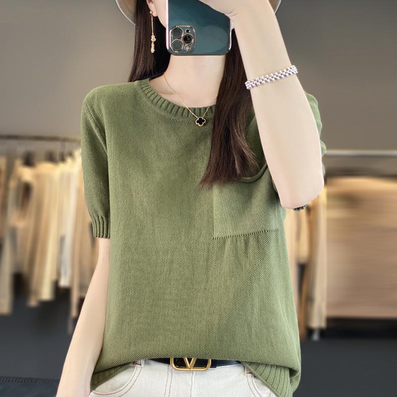 DAFIFY Женские модные повседневные летние весенние однотонные блузки и рубашки с короткими рукавами и круглым вырезом с принтом