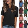 Женская модная футболка с круглым вырезом, однотонная, свободного кроя, с коротким рукавом