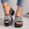 Fashion Women Elegant Wedge Sandals Summer Pumps Platform Sandal Roman Crystal Peep Toe Sandal Ladies Glistening Slippers Plus Size 42