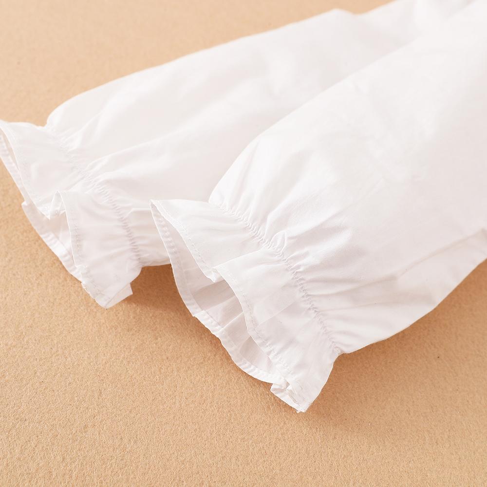 Рубашка для девочек с вышитым воротником, блузка с длинными рукавами для милой девочки 2-6 лет, детская белая рубашка