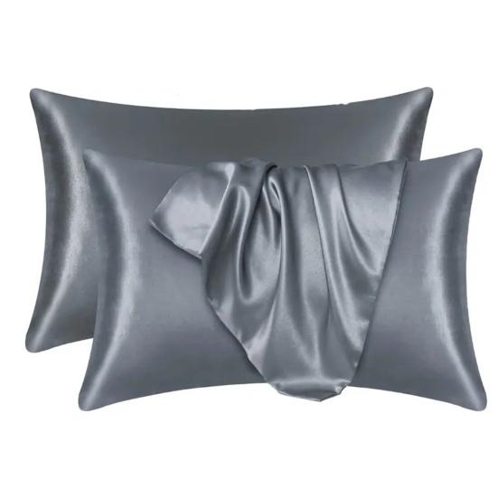 1 пара наволочек, гладкий искусственный шелк, однотонная застежка-молния, атлас, предотвращает поломку пушистости, наволочка для спальни, гостиной, дивана, наволочка