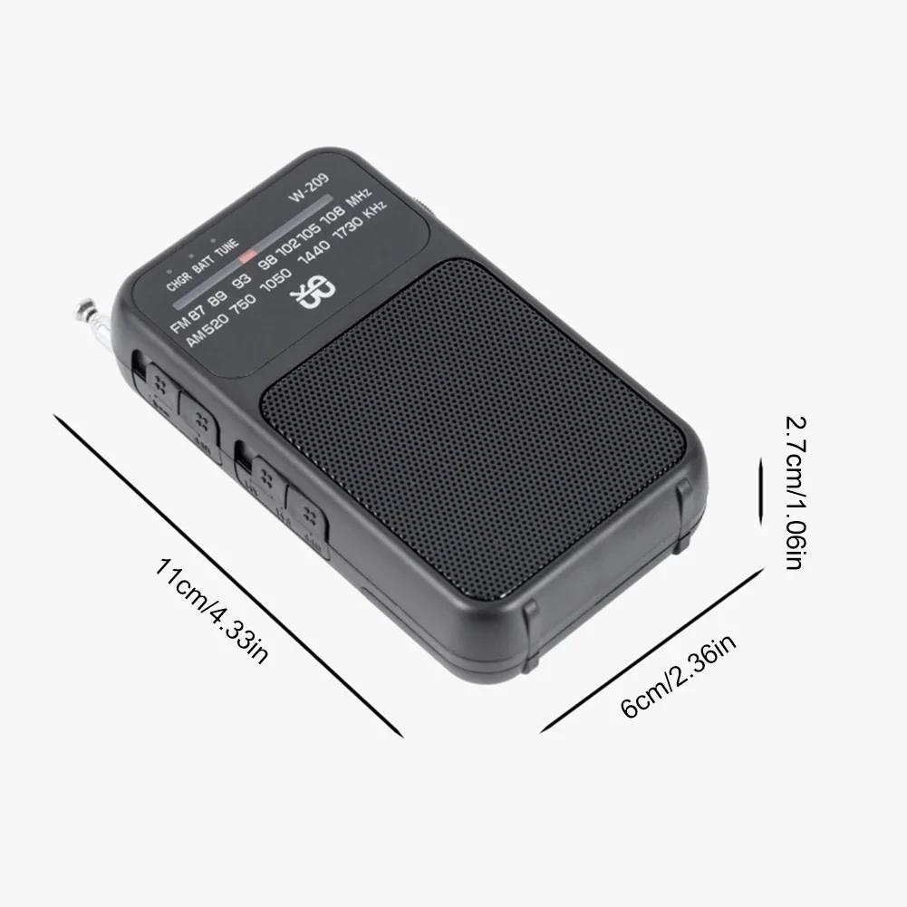 Радио с указателем Встроенный динамик Мини-радиоприемник Работает от батареек Фонарик с разъемом для наушников 3,5 мм для пожилых людей Дома Во время прогулок