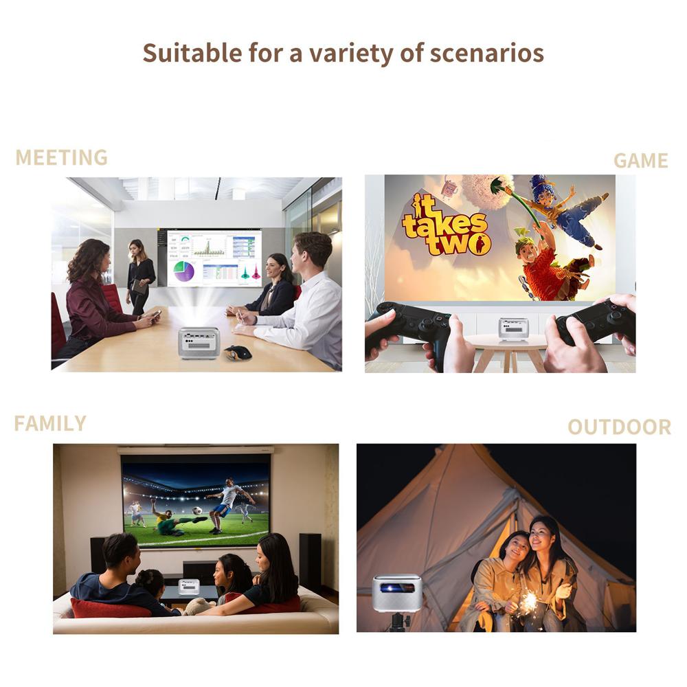 Портативный DLP 1080P 3D-проектор, WiFi Мини Портативный 1080P Домашний Кинотеатр Видеопроектор с Аккумулятором