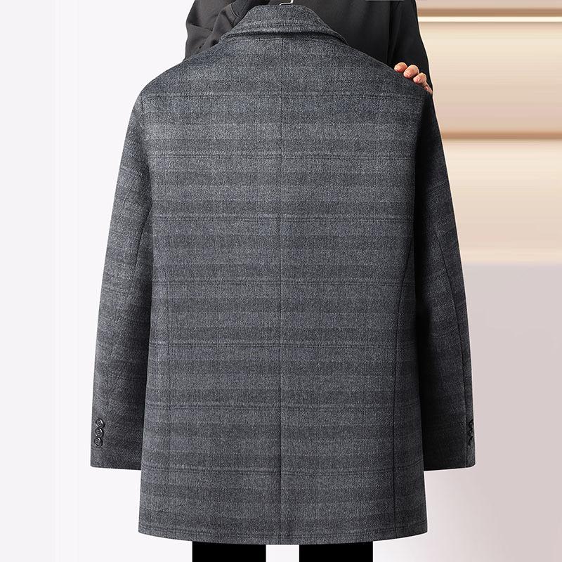 Осенне-зимнее шерстяное пальто со съемной двухсторонней подкладкой для мужчин, шерстяные пальто для людей среднего и пожилого возраста, шерстяные пальто средней длины для пап
