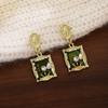 Элегантные серьги в винтажном стиле с квадратной рамкой в стиле масляной живописи