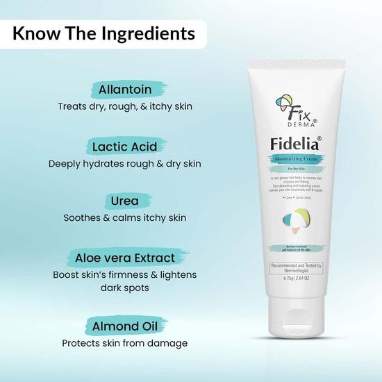 Увлажняющий крем Fixderma Fidelia | Ежедневный увлажняющий крем для сухой кожи | Обеспечивает увлажнение и сохранение влаги, нежирная формула - 75 г