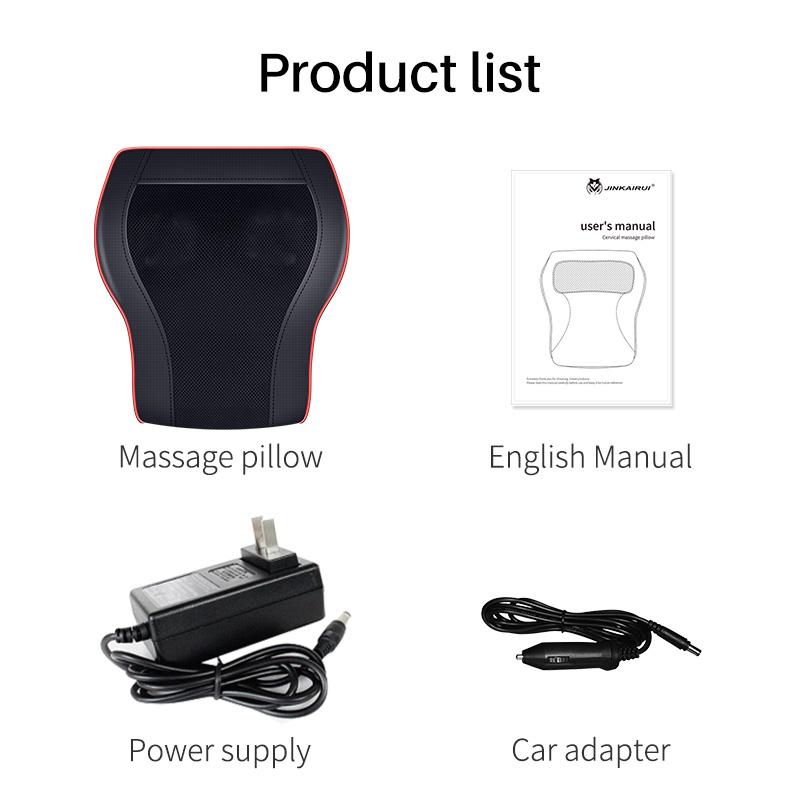 JINKAIRUI Neck Massager Car Home Cervical Shiatsu Massage Shoulder Back Waist Body Electric Massage Pillow Cushion Relieve Pain