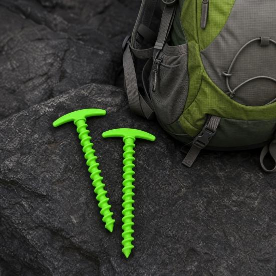 10Pcs Plastic Screw-in Tent Stake, Heavy Duty T-shaped Canopy Tent Peg, Windproof Spiral Ground Stake for Outdoor Camping Hiking Garden