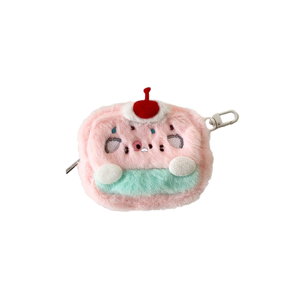 Плюшевая сумка для хранения наушников для девочек, милый плюшевый кошелек для монет, портативный карманный чехол для наушников