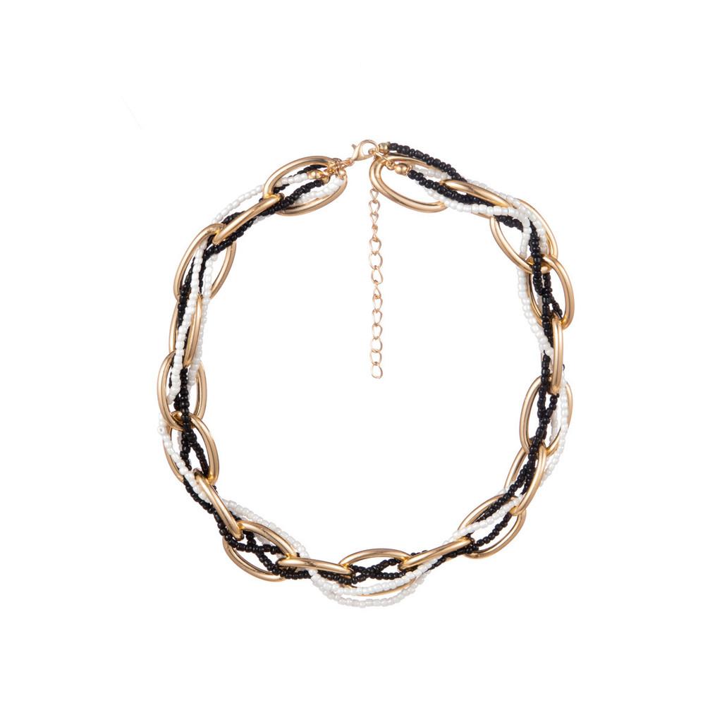 Stylish Geometric Multi-layer Beaded Necklace In Trendy Colors For Fashion Forward Women