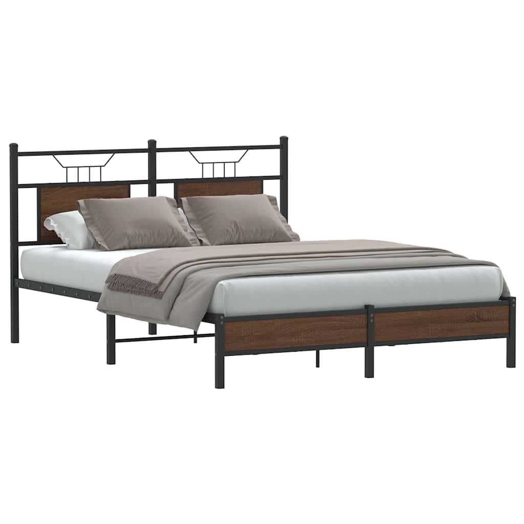 Bed Frame without Mattress Brown Oak Look 140x200 cm Engineered Wood