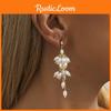 2023 Gold Fashionable Plated Geometric Tassel Earrings With Pearl Women For