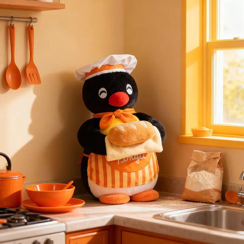 30 см Плюшевая игрушка Серия 'Кулинария' Пингвин-шеф Повар Милый Декор для комнаты девочки на тему выпечки Мягкая набивная кукла Девочковый Подарок на годовщину для пары