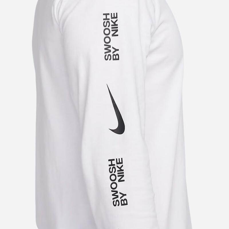 Nike Повседневная рубашка с длинным рукавом с принтом и круглым вырезом, мужские топы, белые FJ1120-100