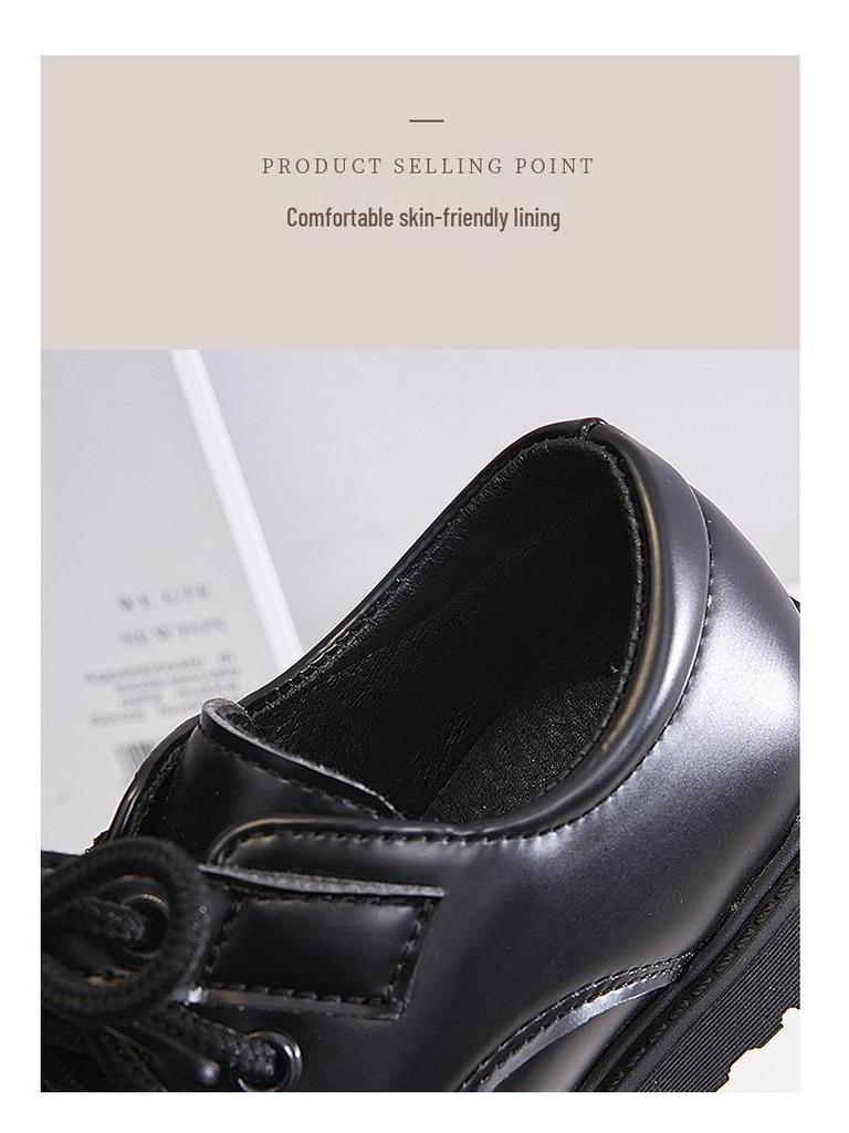 Мальчиковые черные кожаные школьные туфли - Корейский стиль, мягкая подошва, весна/осень 2025