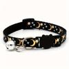 Glow-in-dark Breakaway Cat Collar with Moon Star Pattern, Adjustable Cat Necklace with Safety Buckle