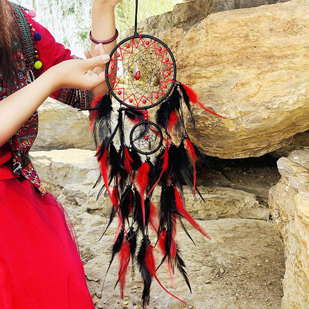 Dream Catchers for Bedroom Boho Dream Catcher Wall Decor Crystal Wood Beads Hanging Ornament Home Decorations Gift