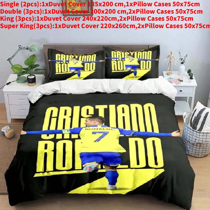 Футбольный комплект постельного белья с цифровой 3D-печатью Роналду из мягкого материала для использования в спальне и в качестве идеи для подарка