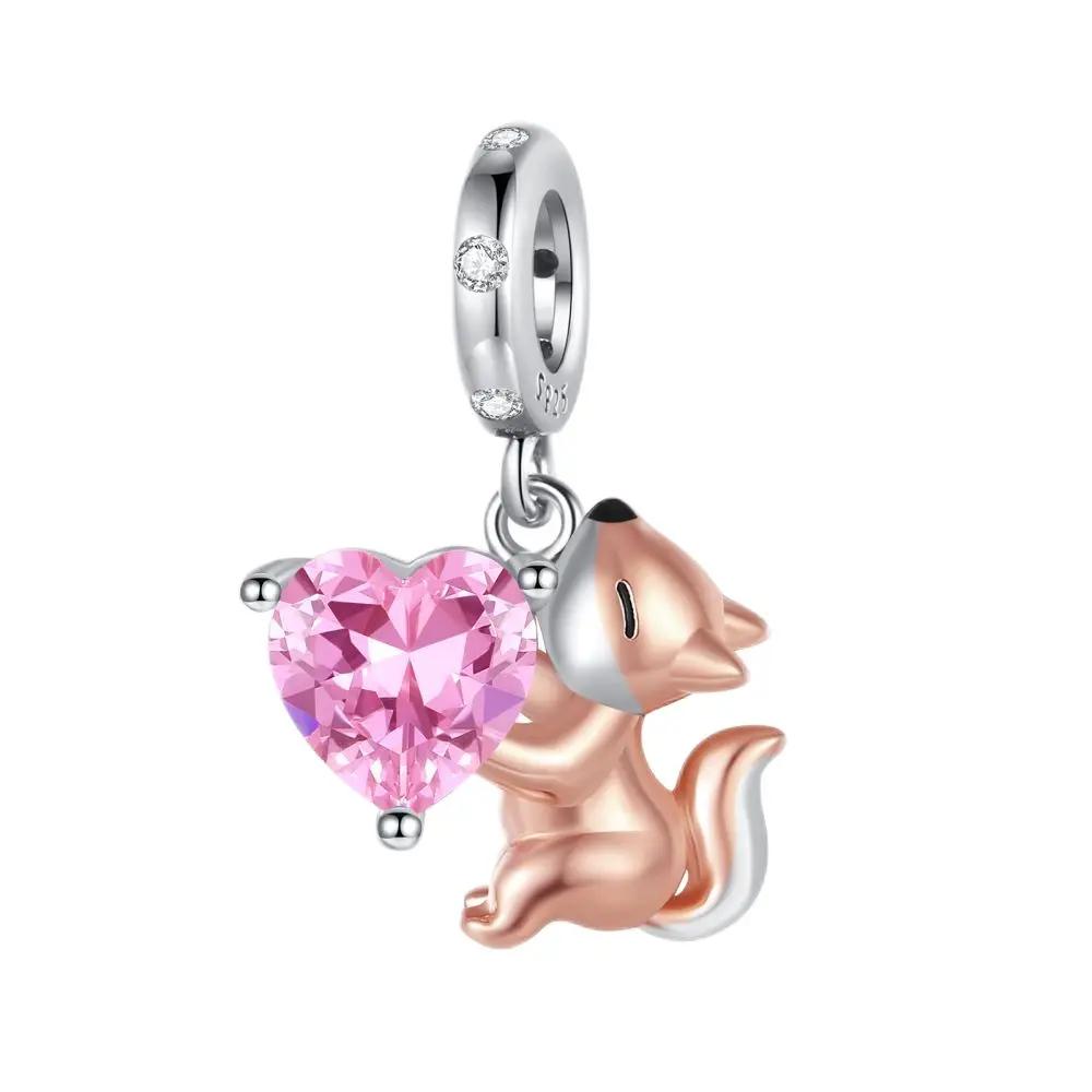 Позолоченные charms-браслеты с бусинами в виде крота, обнимающего сердце, для женщин, подходят для подвесок-charms, бусины для изготовления ювелирных изделий, подарок