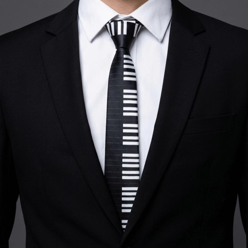 Skinny Men Tie Black Music Tie Classic Piano Necktie  Men