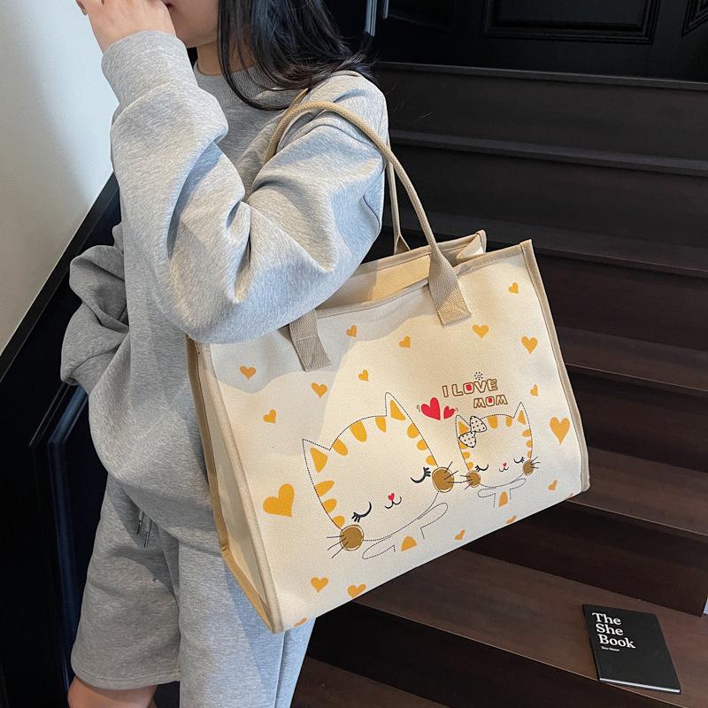 Холщовая сумка большой вместимости женская весна-лето 2025 новая универсальная студенческая сумка для занятий и поездок на работу японский и корейский стиль инс сумка-тоут