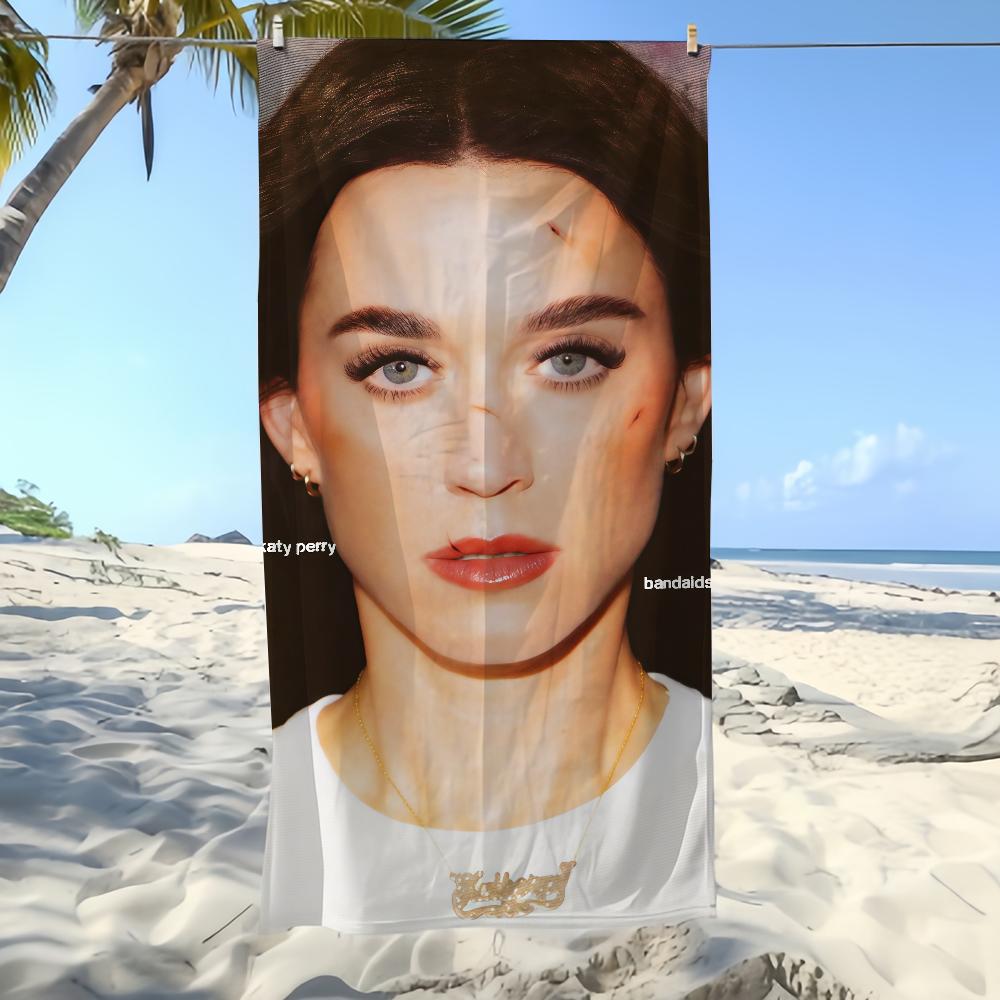 K-KatyS-ES Towel Textile Bathrobe Beach Quick-Drying Lightweight P-PerryS-ES Bandaids Singer Portable Album Camping Swim Pool