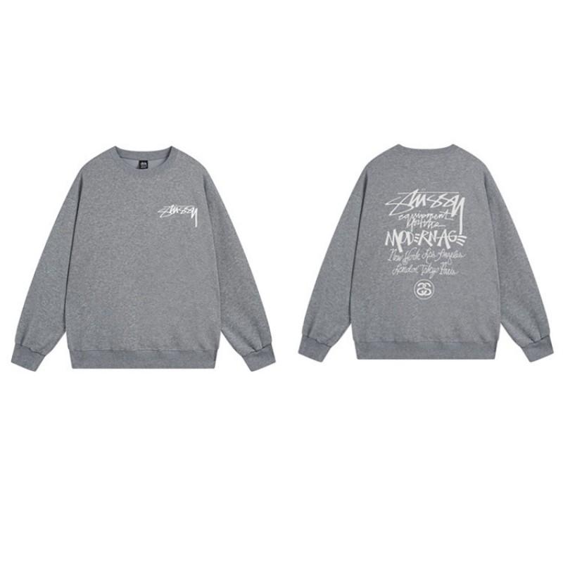 Unisex Oversized Crewneck Fleece-Lined Cotton Sweatshirt With Dice Letter Print Winter Casual Wear