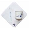 Marine 3-Piece Children's Toothbrush Set (Toothbrush with Cap, Heat-Resistant Cup, Imabari Towel Handkerchief) (White)