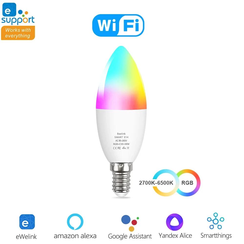 Умная светодиодная лампочка Tuya WiFi Zigbee E14 Лампы-свечи RGB CW Диммируемая светодиодная лампа Для Alexa Google Home Alice Управление приложением eWeLink
