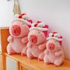 New Year Pink Kapibala Lion Capybara Doll Plush Toy Doll Wearing Hat Hat Pig Doll Rag Doll