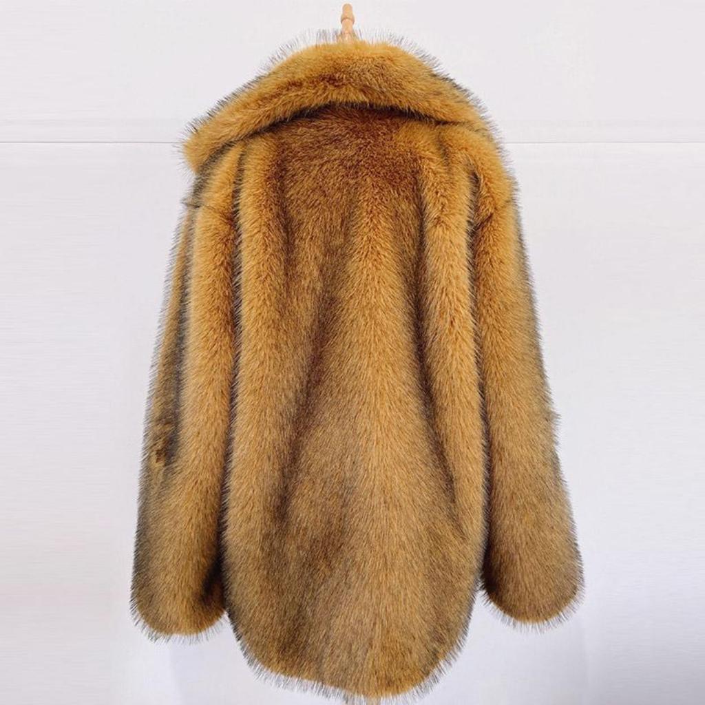 Women's Fall and Winter Popular Fashion Faux Fur Medium-length Suit Warm Coat