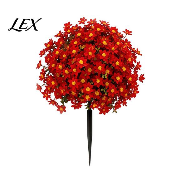 Natural Style Floral DIY Crafts Christmas Artificial Poinsettia Flower Topiary Tree, Fade Resistant Faux Bush with Spike, Realistic Vivid Simulated