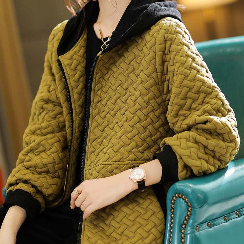 Весна Осень Большой размер Удобная Женская Короткая Повседневная Дышащая Верхняя одежда Свободная Куртка с капюшоном