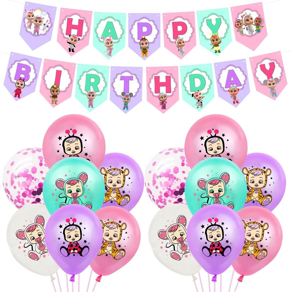 Очаровательный набор для украшения дня рождения Cry Babies Magic Tears с красочными баннерами и воздушными шарами