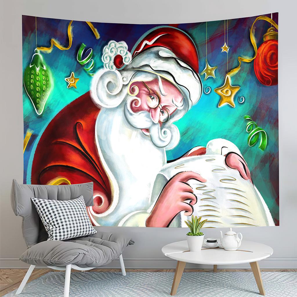 С Рождеством Санта-Клаус печатный узор гобелен для дома, гостиной, спальни, настенное украшение, настенный гобелен