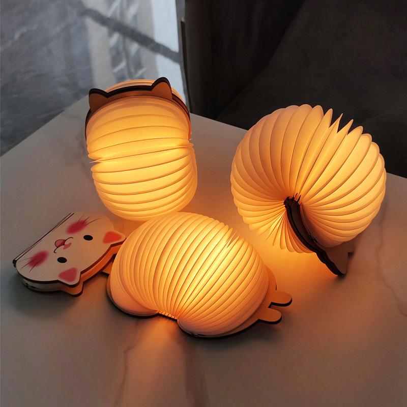 Cartoon Animals Folding Book Lamp Portable Paper Night Light Cute Kid's Desk Light USB Rechargeable for Home Decor Birthday Gift