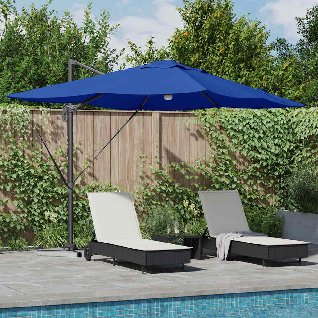 Azur Blue Sun Umbrella with LED Light Strips 351 x 250 x 253 cm