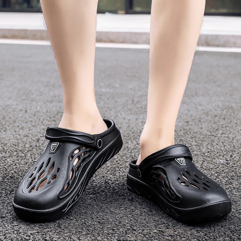 Сандалии и тапочки, новая летняя обувь с отверстиями, мужская нескользящая пляжная обувь с мягкой подошвой Baotou, повседневные сандалии, уличные тапочки