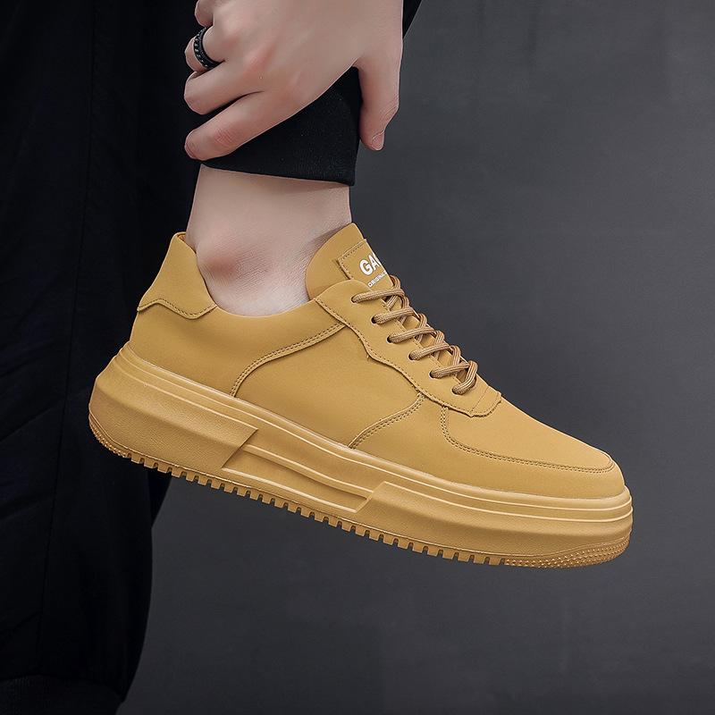 Нишевая ретро обувь для доски осень и зима новая мужская обувь нишевая маленькая белая обувь мужская толстая подошва Guochao желтые туфли Wenzhou spot
