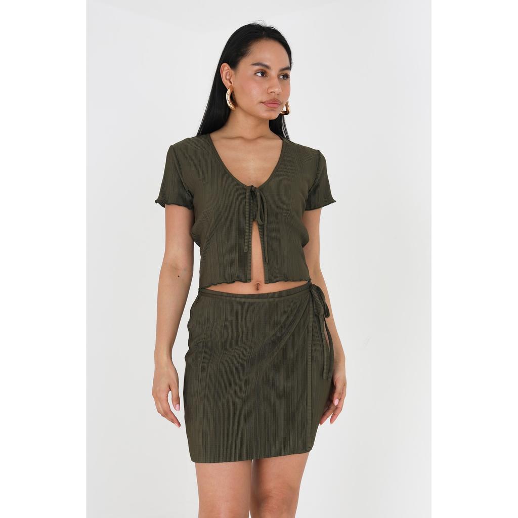 BRAVE SOUL Женский/женский топ Marilyn Plisse с завязкой спереди