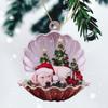 Decorative Shell Sleeping Dog Christmas Ornament 2D Xmas Dog Keychain  Christmas