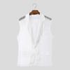 INCERUN Men Lapel Neck Sleeveless See Through Mesh Transparent Striped Blazer Tops