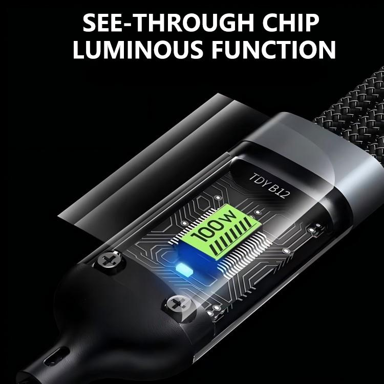 100 Вт сверхбыстрая зарядка USB C Type 3 в 1 кабель для передачи данных с подсветкой для iPhone Samsung Xiaomi Huawei шнуры для быстрой зарядки