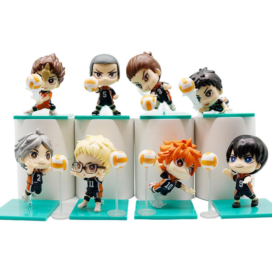 8 Pcs Haikyuu Multi-character Figures Cute Anime Desktop Decor Collectible Model Toys Children's Gifts Support